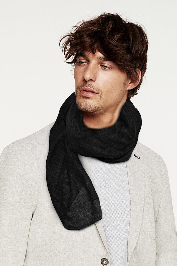 Linen lint black Pashmina - Magzero1 S.R.L.S.